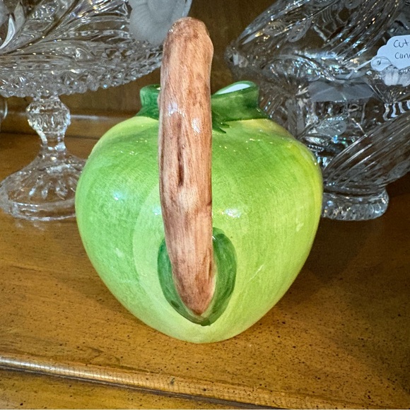 Vintage Italian Capodimonte Handmade Hand Painted Ceramic Green Apple Pitcher - Picture 4 of 11